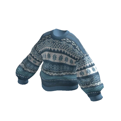 Oversized Knitted Christmas Sweater Blue