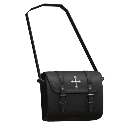 Black Leather Crossbody Bag w/ White Cross (3.0)