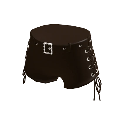 Brown Leather Shorts with Belt