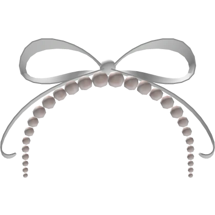 Headband White Ribbon Pearls Stylish Kawaii Chibi