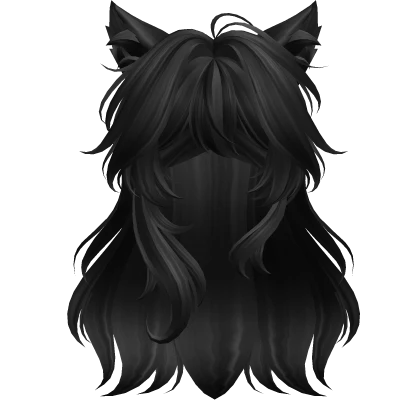 Super Fluffy Loose Cat Ears Hairstyle (Black)