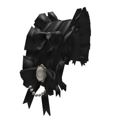 Hime Gothic Bow Bonnet with Pearls in Black