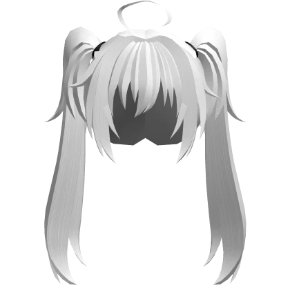 Messy White Twin Tails Hair 