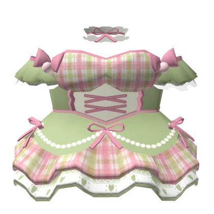 🎀3.0 charming Green Rococo Dress w pearls