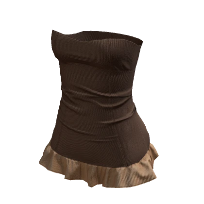 ☆ Chic Coffee Brown Mini Dress Frills