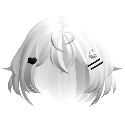 ♡ cutecore short messy w/ bunny hairclips white
