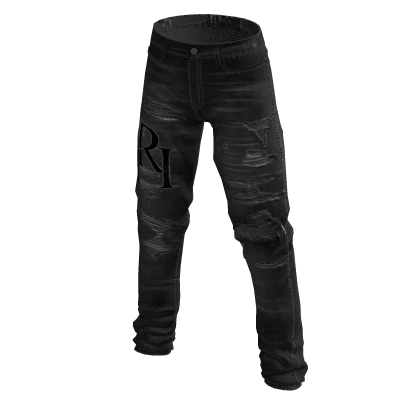 Designer Grey Staggered Jeans Black