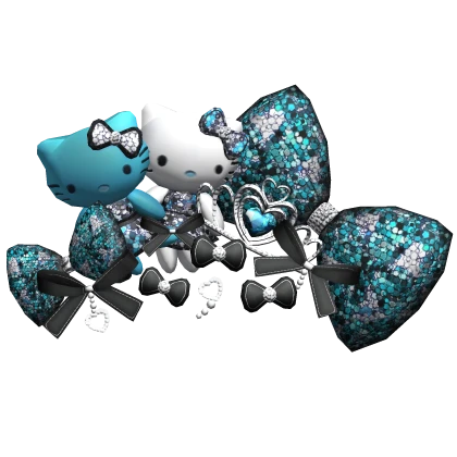 Blue Scene Kitty Plushies Charms Bows Y2K Gyaru