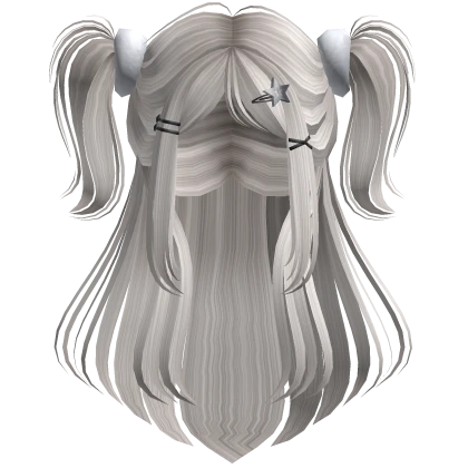 Kawaii Straight Hair w/ pigtails - White