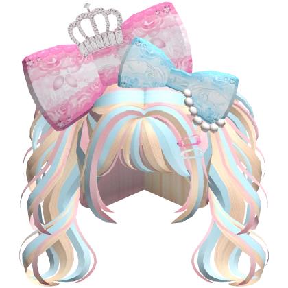 Gyaru Cute Bubble Gum Messy Pigtails w Pink Bows