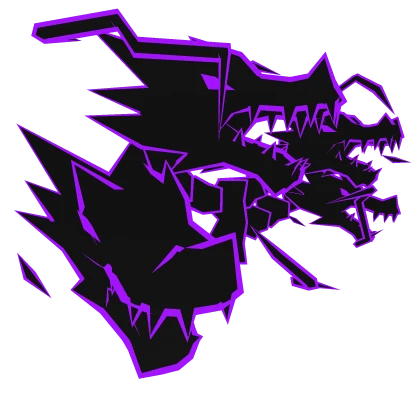 Cartoony Purple Lightning Dragon Heads