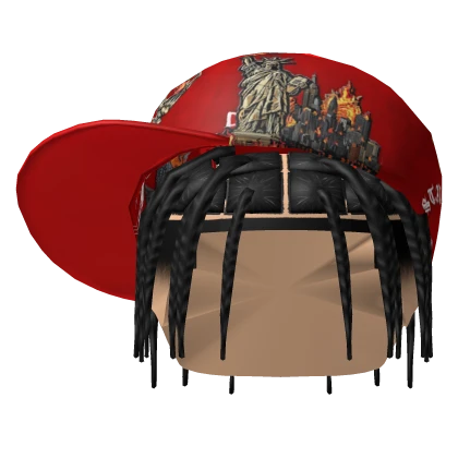 Box Braids w/ Red NYC Fitted Cap