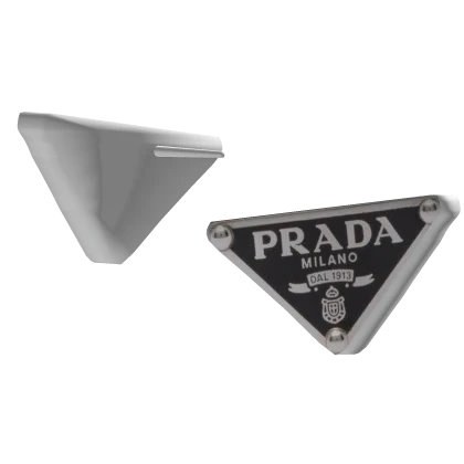 Prada Earring Plate Silver Black