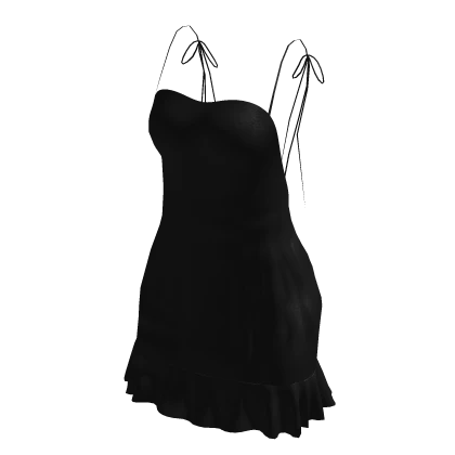 ♡ Y2k Black Eelegant Silk Ruffled Dress