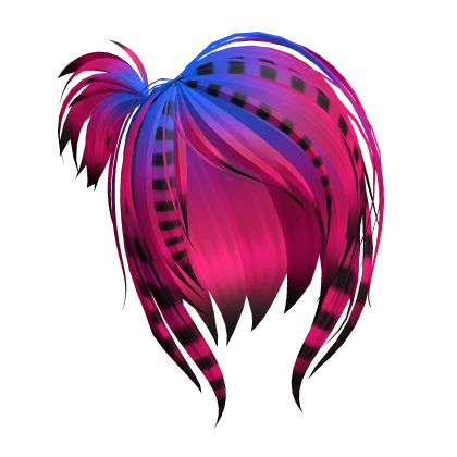 Blue Pink & Black Scene Mini Ponytail Hair