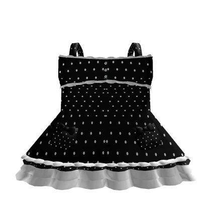 ♡ cute black polka dot ruffled princess dress 