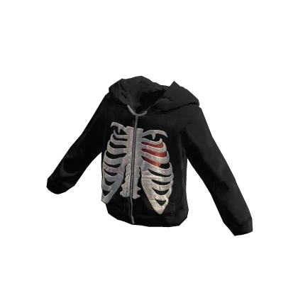 Skeleton Ribs Zip-Up Hoodie