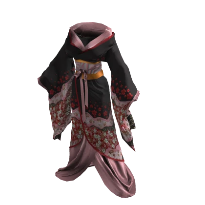 ʚ♡ɞ Black Floral Japanese Geisha Kimono