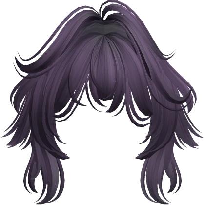 Cute Messy Anime Wolf Cut Bangs (Dark Purple)
