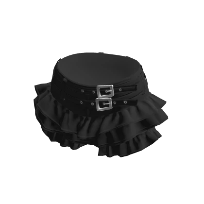 💗Y2K RUFFLE SHORTS WITH BELTS_BLACK