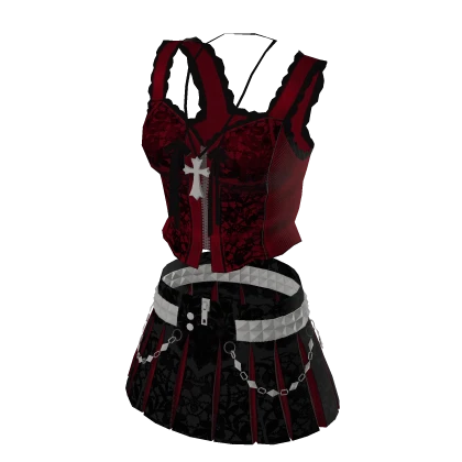 Gothic black and red skirt