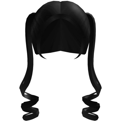 ♬꒰┊black long curly pigtails