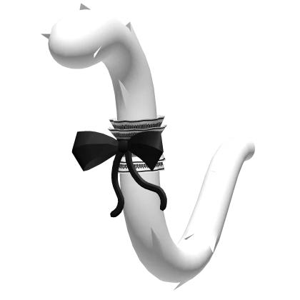 Cute White Elegant Maid Kitty Tail (Black Bow)