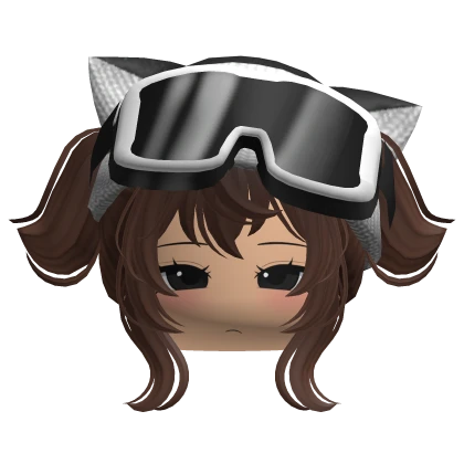 Cute Emo Kawaii Girl Y2K Kitty Beanie and Goggles