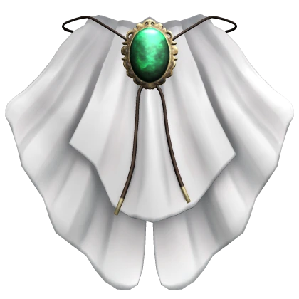 White Jabot Ruffle with a Green Gem 1.0
