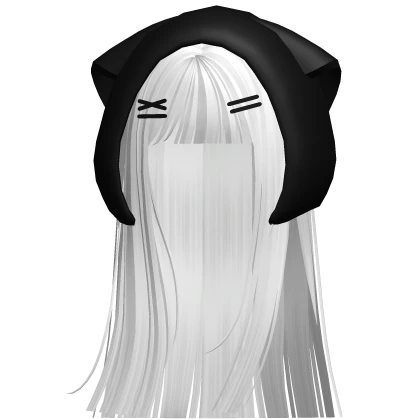 Straight Hair w/ Cat Hood (White)