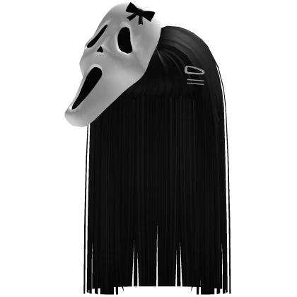 Emo Hime Hair w/ Screaming Ghost Mask Black