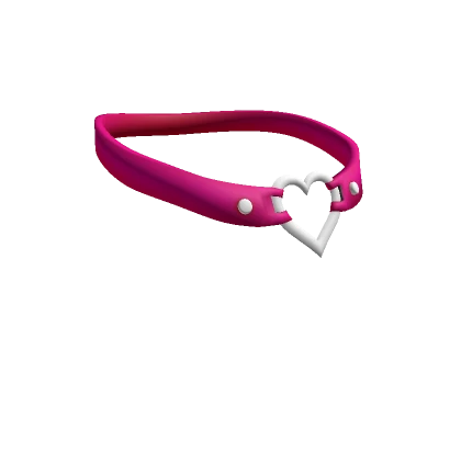 Y2K Heart Leather Collar - Pink and White (3.0)