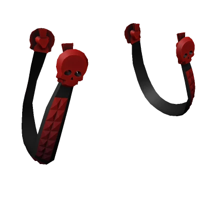 (1.0) Y2K Skull Studded Suspenders - Black and Red