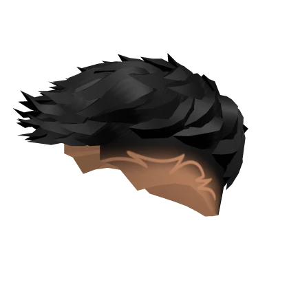 Fringe Burst Fade With Design Messy Black Hair