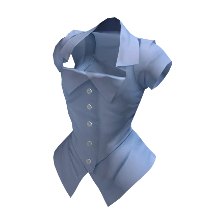 Blue Office Vkei Corset Blouse Button-up