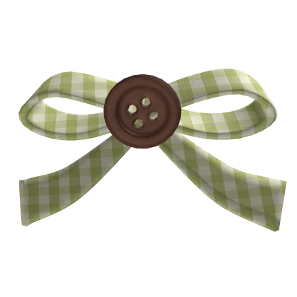 green plaid bow with brown button