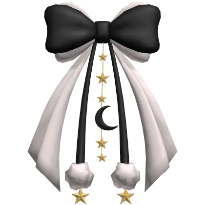 Cute Preppy Bow Moon Charm Ribbon Hair Black White