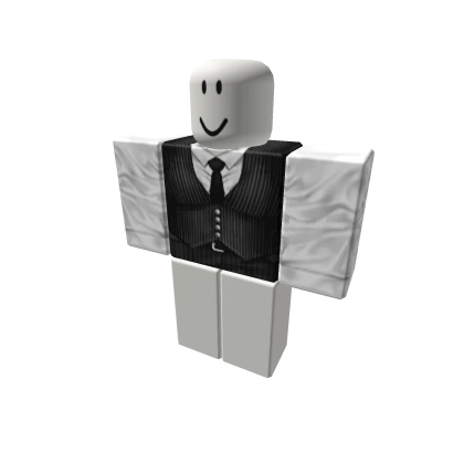 Pinstripe Black Vest White Shirt Tie