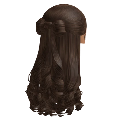 Half Up Curly Ponytail with Bow in Brown