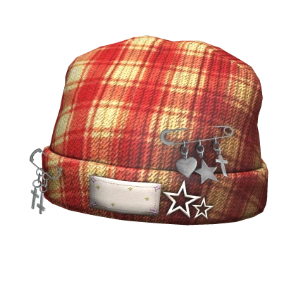 punk igari plaid beanie cap red