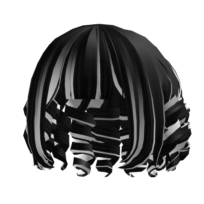 ୨୧: kawaii curly short doll bob black & white