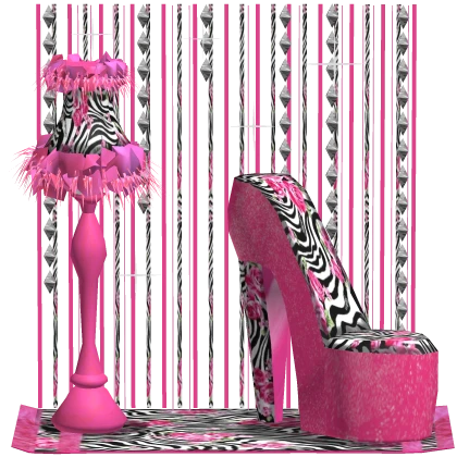 Zebra Pink Room Decor 2000s Background Gyaru Y2K
