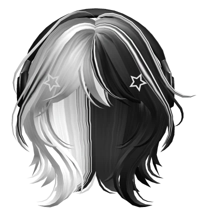 White&Black Short Wolf Cut Hair with Headphones