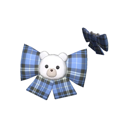 lux blue checkered bear bow