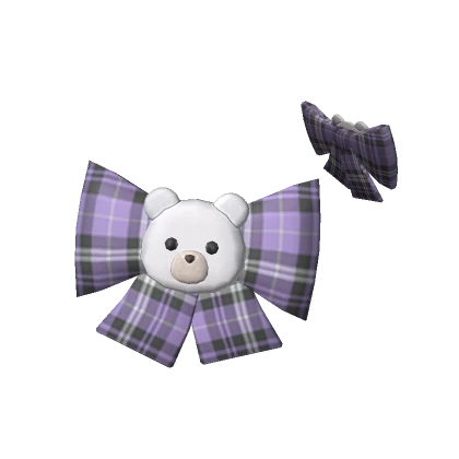 lux lilac checkered bear bow