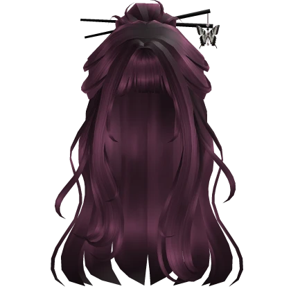 Dark Rasberry Half Bun Hair w/Butterfly Clip