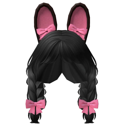 Playful Twin Braids w/ Easter Bunny Ears in Black