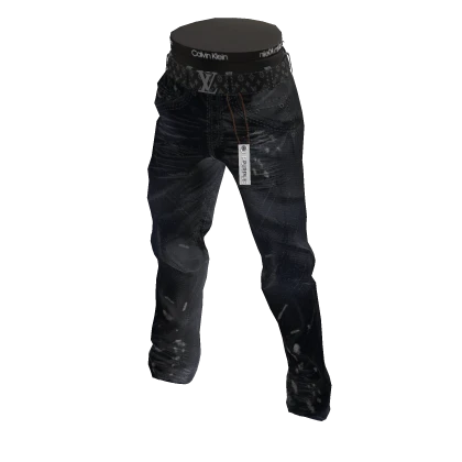 Black Purple Jeans LV Belt 