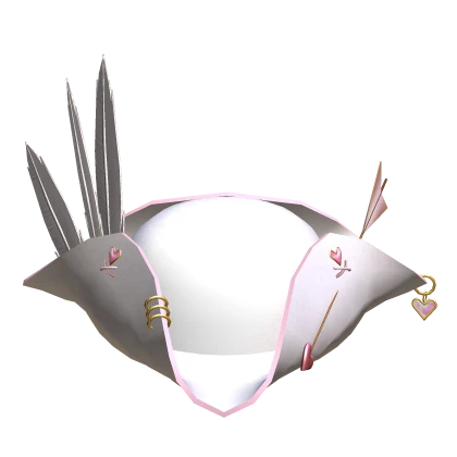 Valentines Heart Feather Pirate Hat White