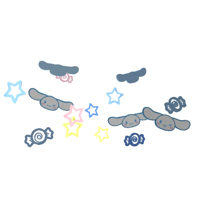 cinnamoroll surround candy and stars 2.0 (glowing)